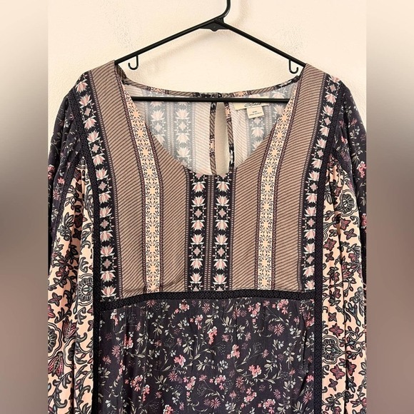 Bass Pro Shops Bob Timberlake Pink Blue Floral Lace Boho Tunic Rayon Dress XXL - Picture 2 of 15